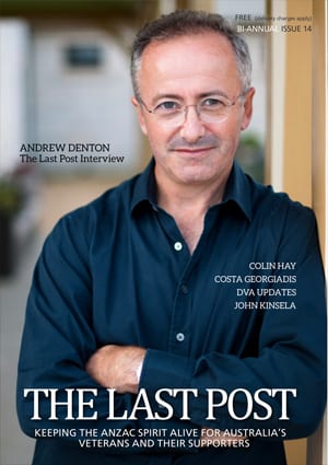Andrew Denton on front cover of Anzac Day / Winter 2017 (Issue 14) of The Last Post Magazine